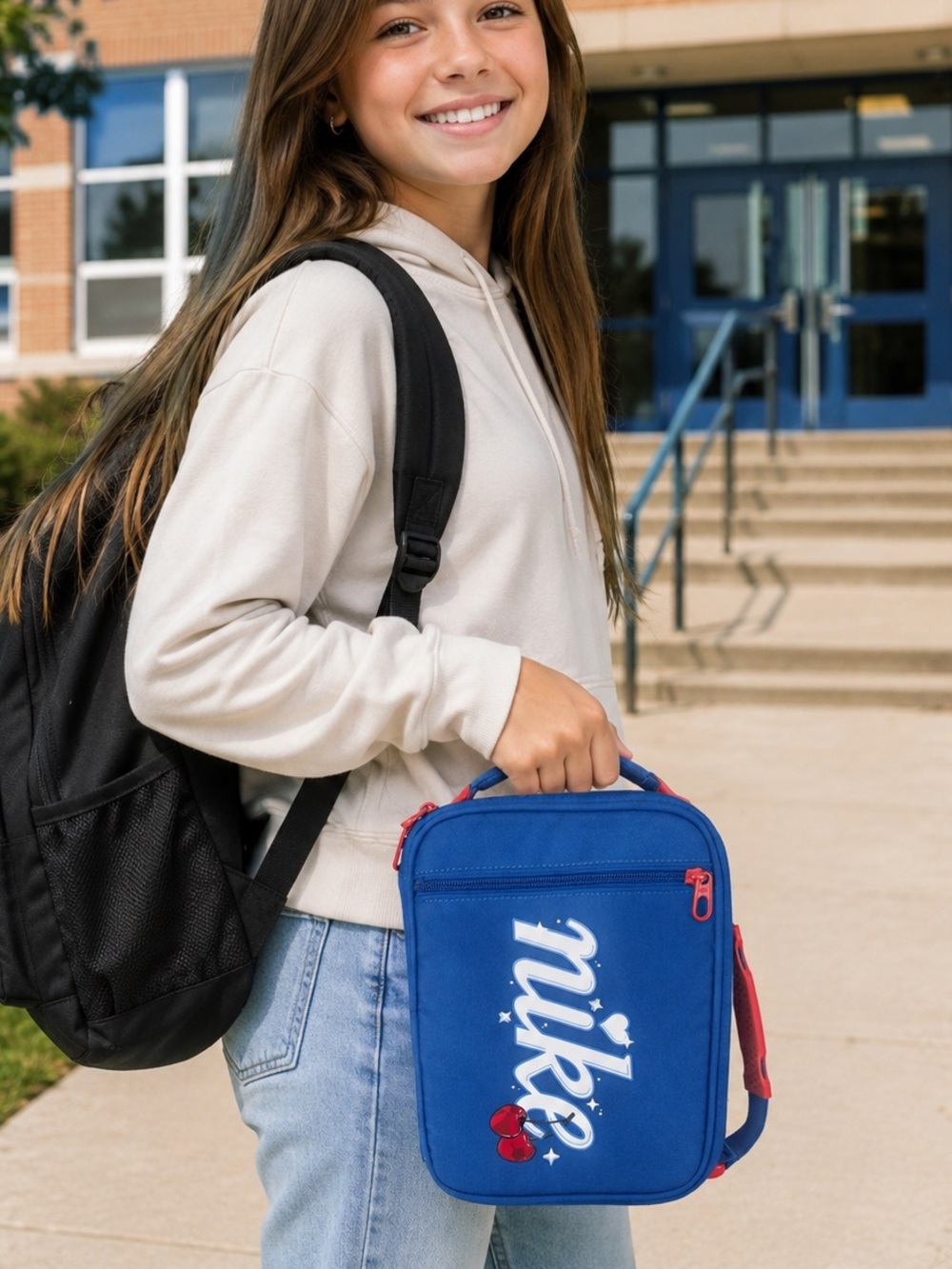 Nike Hard Shell Lunch Box Blue Cherry Graphic Red White NWT